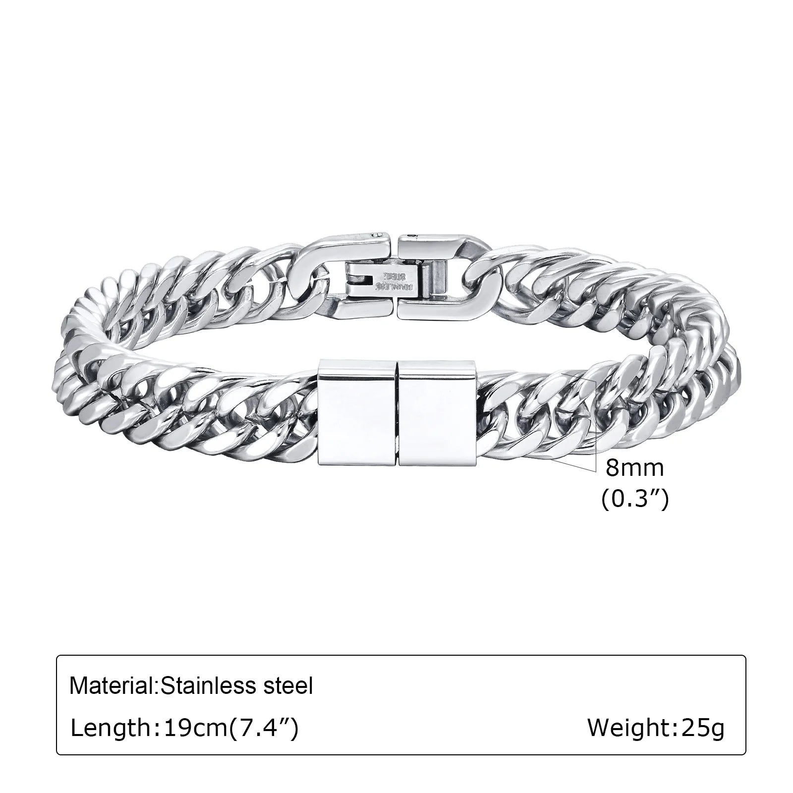 Trendy Punk Custom Name Engraved Text ID Bracelet for Men Cuban Link Chain Stainless Steel Jewelry Friendship Band