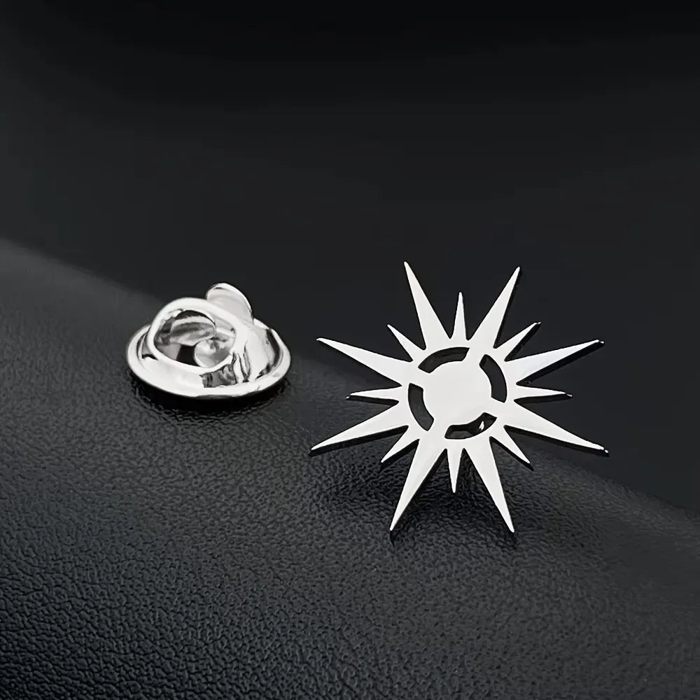 R&z -  Stainless Steel Brooch Pin Classics Sun Shape Business Brooches Suit Coat