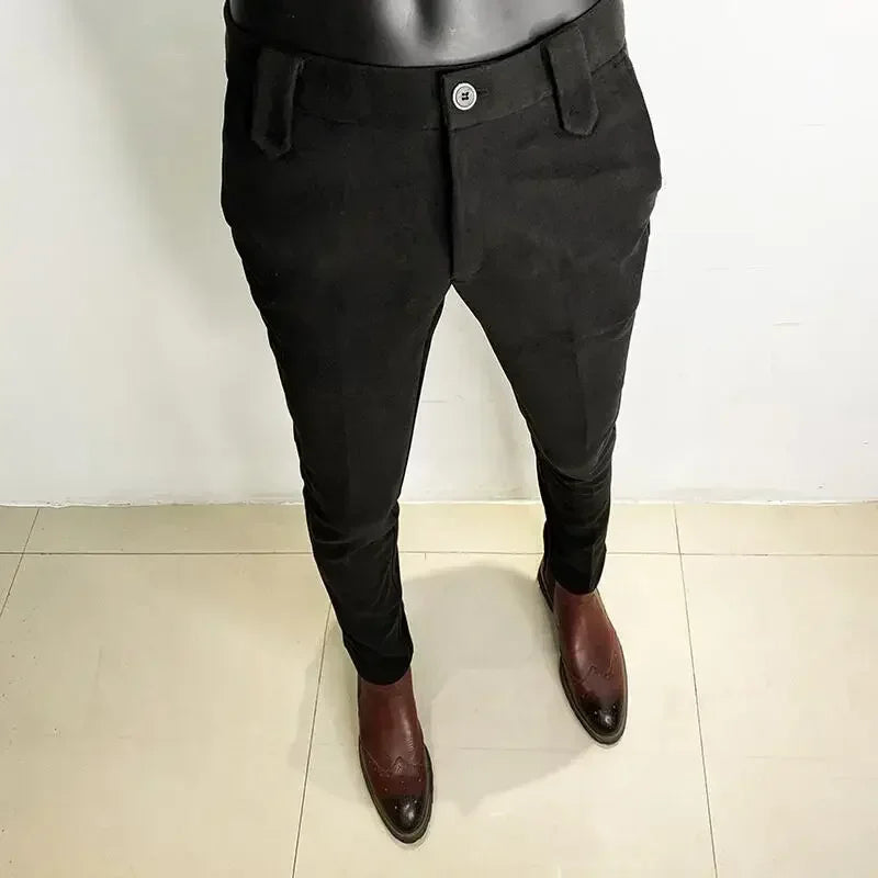 R&z - Suit Pant High Quality Men Business Slim Striped Trousers Formal Wear Office Social Dress Pants