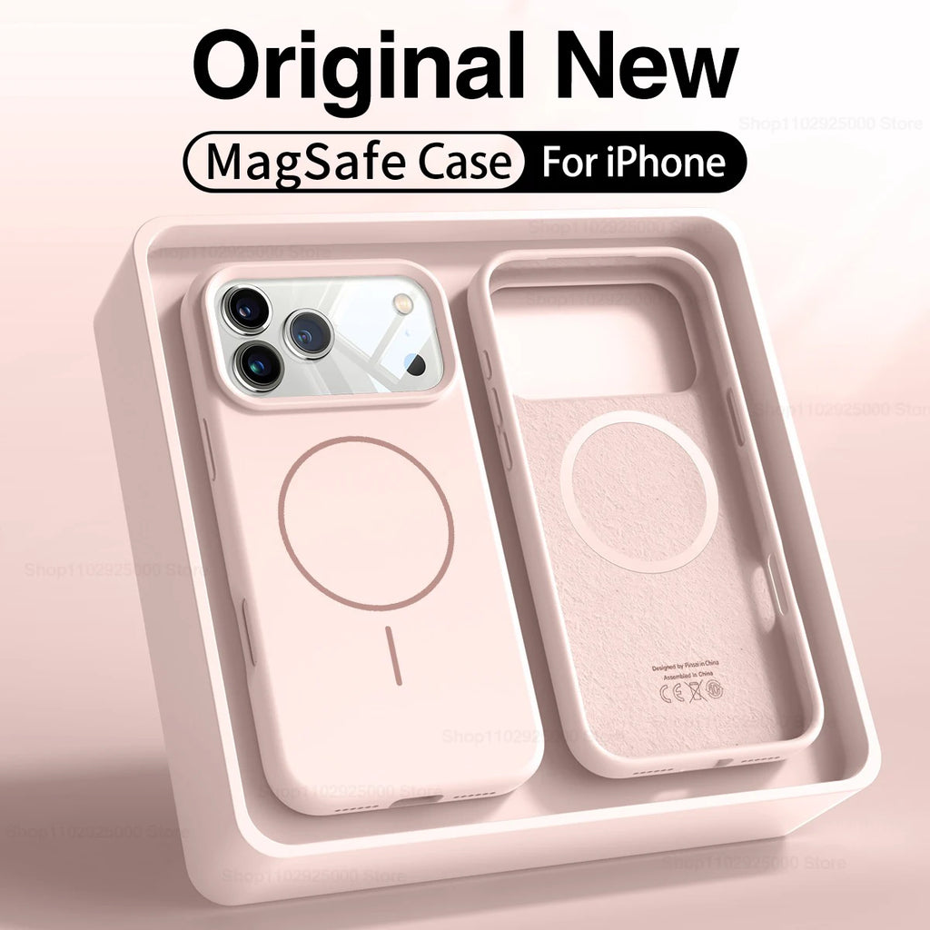 Magnetic Original Liquid Silicone Case For iPhone 12 13 14 15 16 17 Pro Max For Magsafe Cases For iPhone 17 Air Phone Back Cover