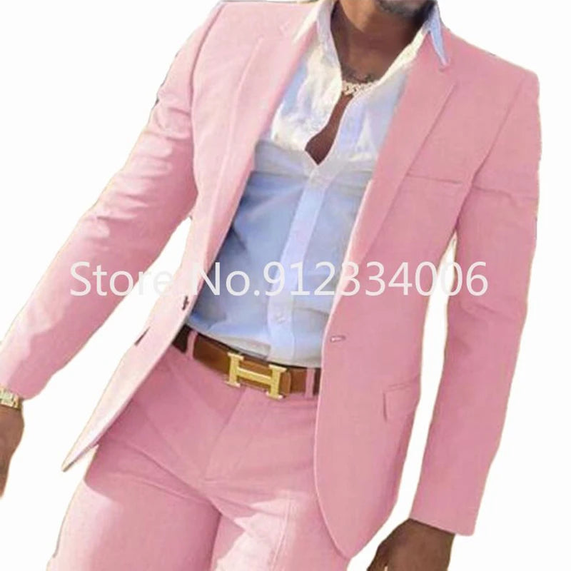 R&z - Slim Fit Wedding Groom Tuxedo Groomsmen Suits Male Fashion Smoking Costume Homme Blazer with Pants