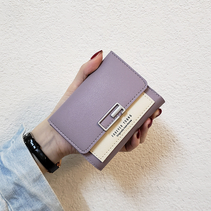 Women's Fashion Simple Folding Wallet with Contrast Design