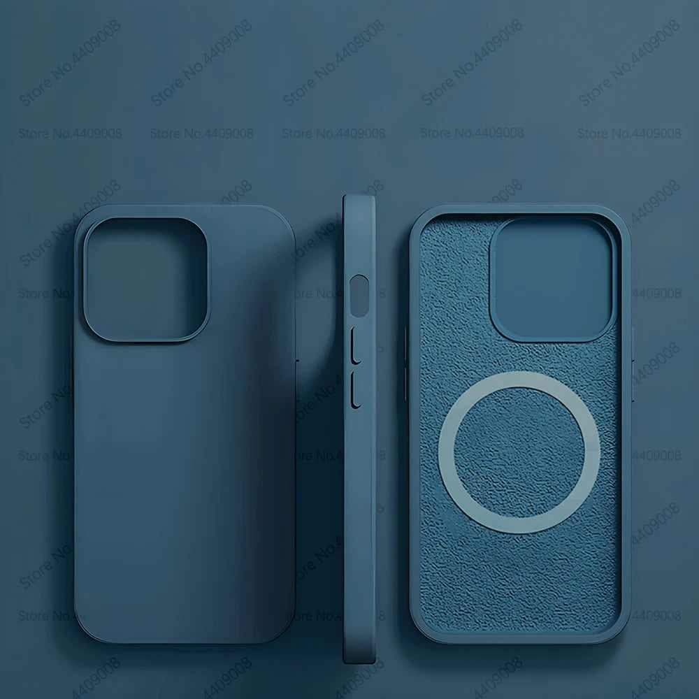 R&z - Wireless Charging Cases For iPhone 15 11 14 13 12 Pro Max Plus Liquid Silicone Magnetic Soft Cover Phone Accessories