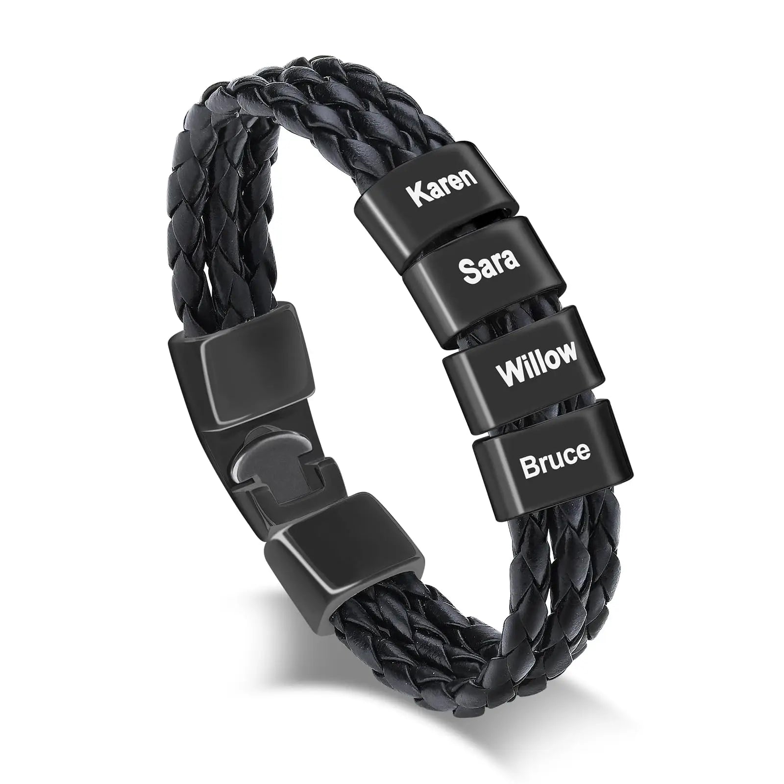 Custom Men Bracelets with Names Engraved Bracelet for Men Personalzied Braided Leather Bracelet for Men Fathers Day Bracelet