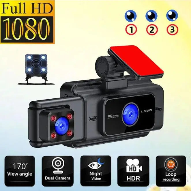 R&Z - 3 Lens Driving Recorder - Black