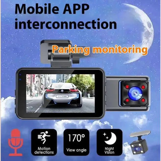 R&Z - 3 Lens Driving Recorder - Black