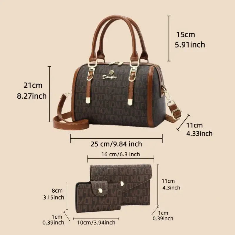 3-Piece Women's Boston Bag Set