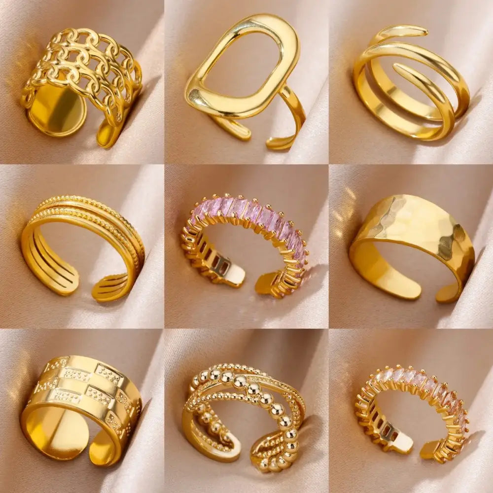 316L Stainless Steel Rings for Women Gold Color Never Fade Luxury Classic rings wedding couple rings Jewelry Free