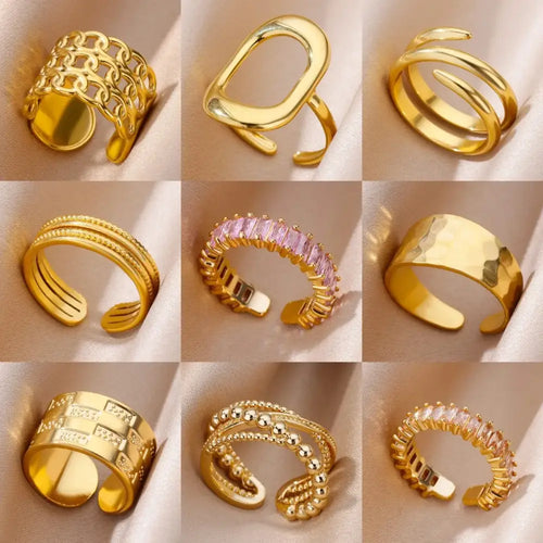 316L Stainless Steel Rings for Women Gold Color Never Fade Luxury Classic rings wedding couple rings Jewelry Free