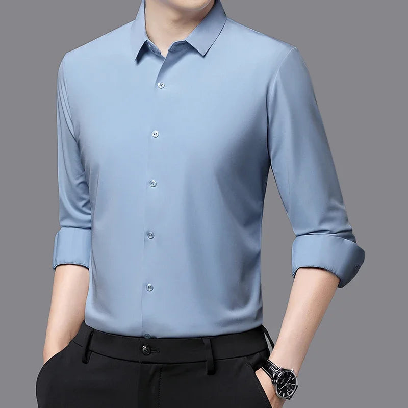 R&z - Premium Men's Ultra-Stretch Shirt - High-Quality Silky Business Formal Long-Sleeve Shirt for Social and Casual Wear