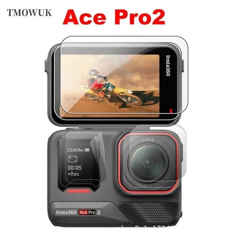 Anti - Shatterproof Hard Tempered Glass Screen + TPU Lens Protector For Insta360 Link 2 Link 2C