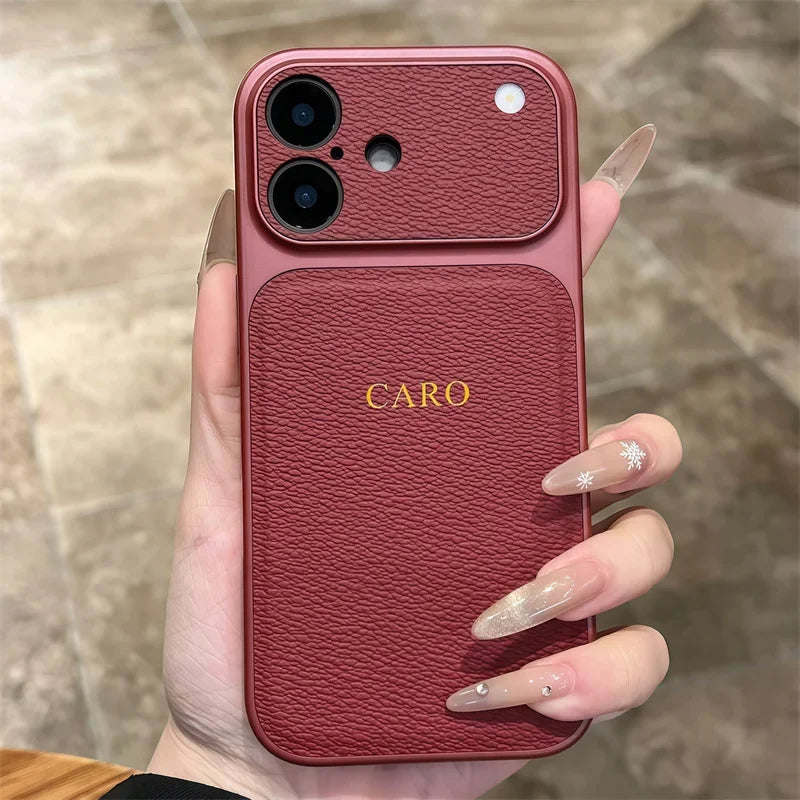 Personalise Gold Silver Initials Letter Leather Case For iPhone 15 14 13 17 Pro Max 14 16 Plus 17 Air Luxury Lens Protection Cas
