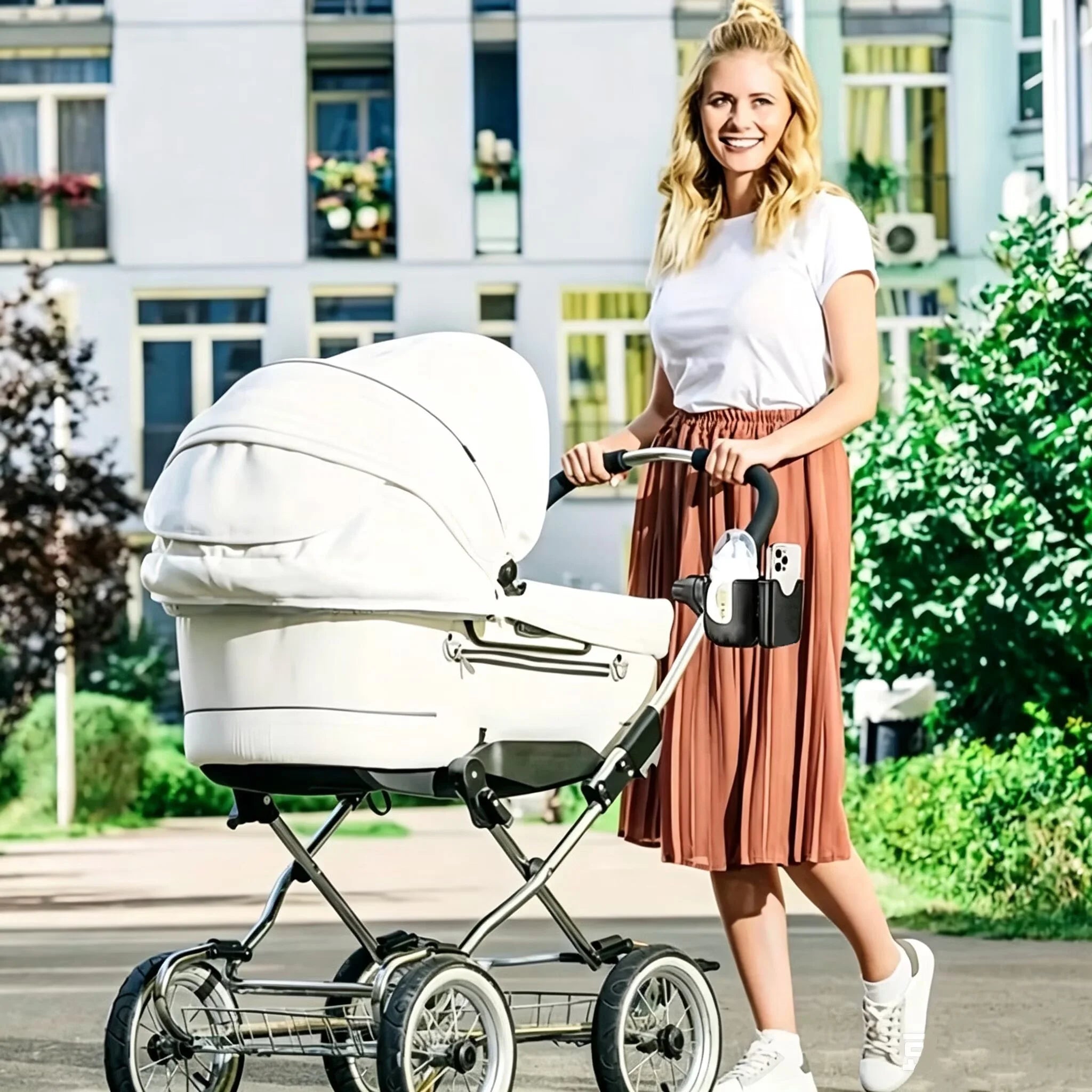 R&z - Water Cup Holder With Phone Holder, Universal Bottle Holder For Wheelchair stroller Accessories