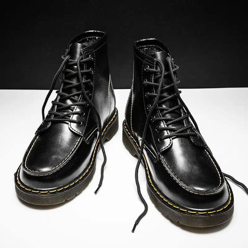 Men’s High-Top Cowhide Martin Trendy Tooling Boots