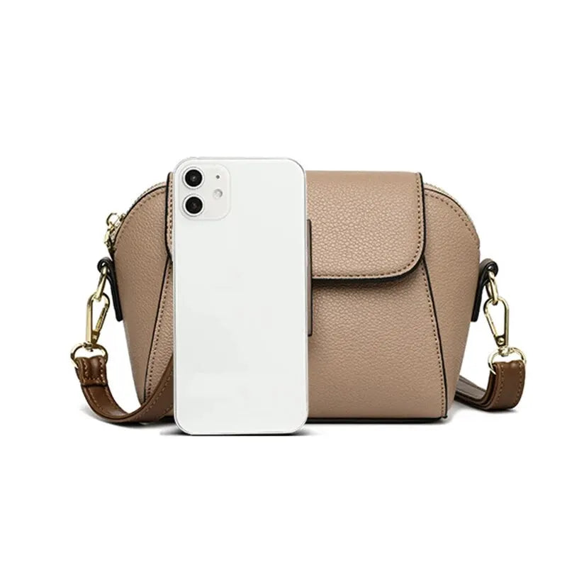 Casual Style PU Leather Shoulder Bag For Women Solid Color Flap Crossbody Bag