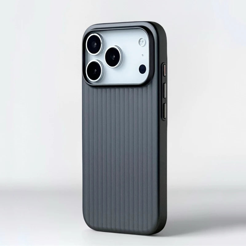 Fashion Plating Luggage Stripes For MagSafe Phone Case For iPhone 18 17 16 15 14 Pro Max Shockproof Wireless Charge Matte Cover