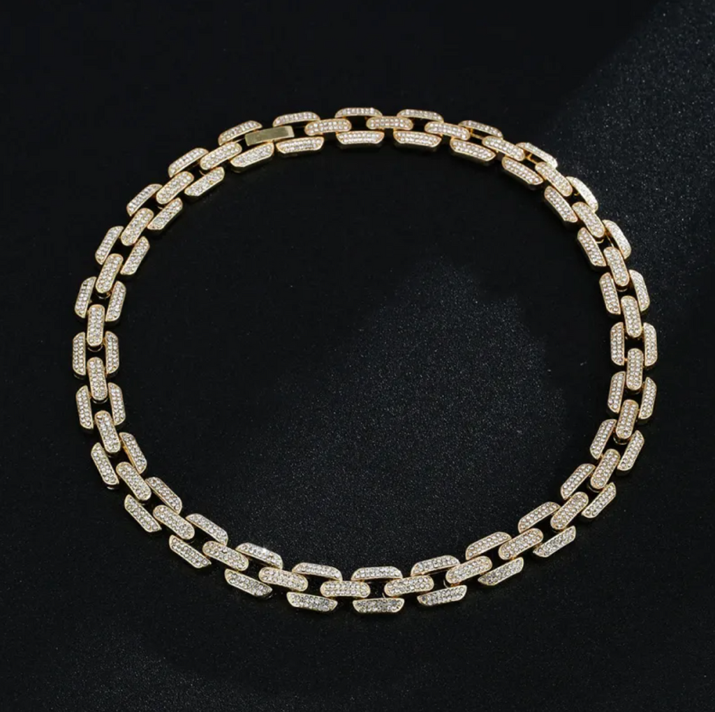 Full Diamond Inlaid Necklace - Trendy Statement Piece