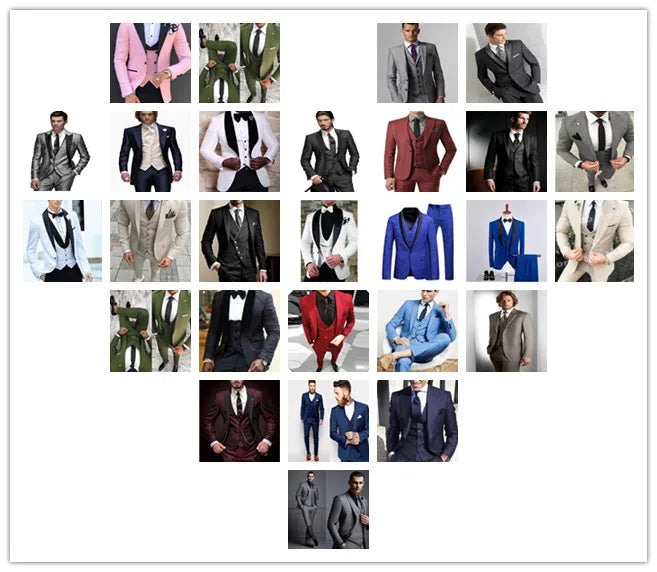 R&z -  Party Prom Business Male Tuxedos 3 Piece Set Blazer Vest P