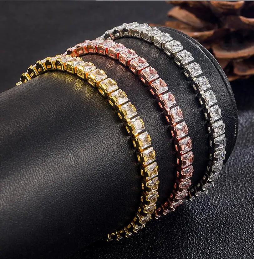 3mm 4mm Moissanite Tennis Bracelets 925 Sterling Silver Full Diamond with Gold Plated GRA Wedding Fine Jewelry for Women