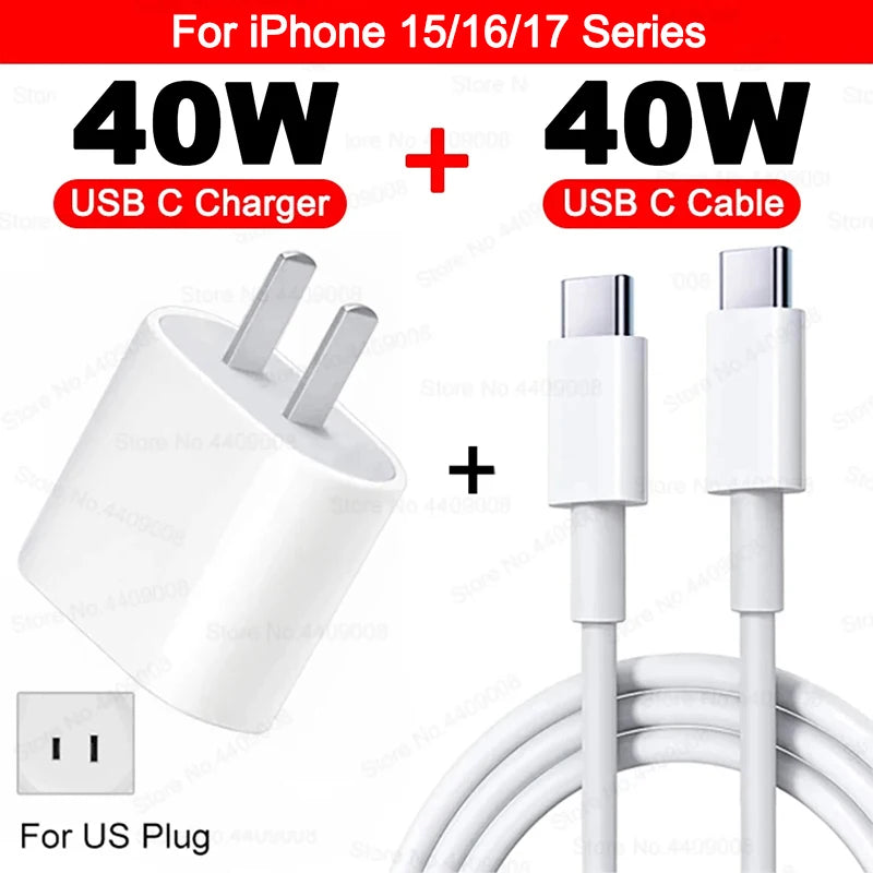 R&z - Fast Charger For Apple iPhone 15 13 12 11 14 17 16 Pro Max Type C Charger Charging Cable Phone