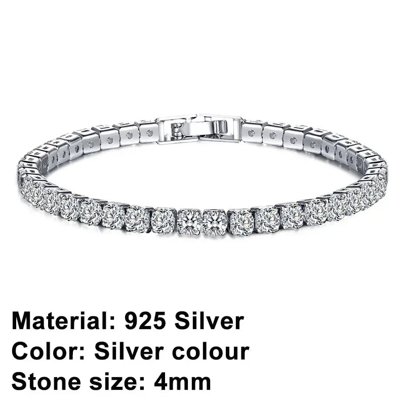 925 sterling silver hip-hop tennis bracelet, luxurious charm, ladies' jewelry, rose gold diamond bracelet, exquisite gift
