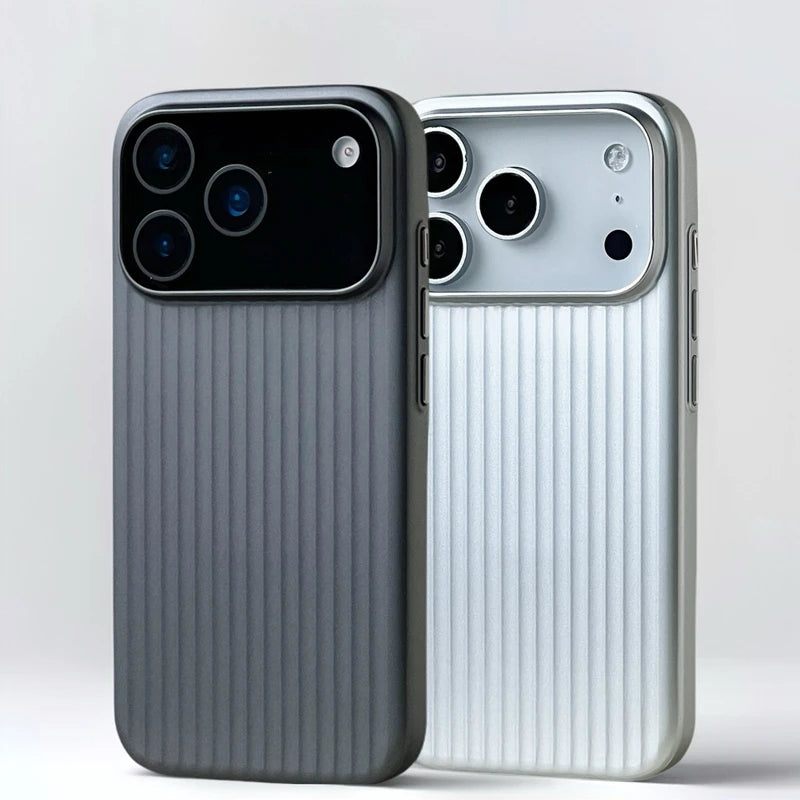 Fashion Plating Luggage Stripes For MagSafe Phone Case For iPhone 18 17 16 15 14 Pro Max Shockproof Wireless Charge Matte Cover