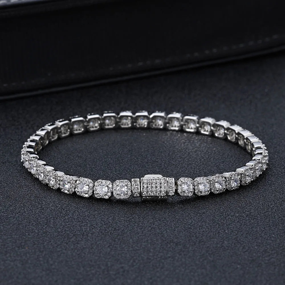 ESKEEM Fashion Jewelry 5mm Iced Tennis Bracelet White Gold Round Cut Diamond Inlaid 5A Zircon Women's Bracelet ﻿ ﻿