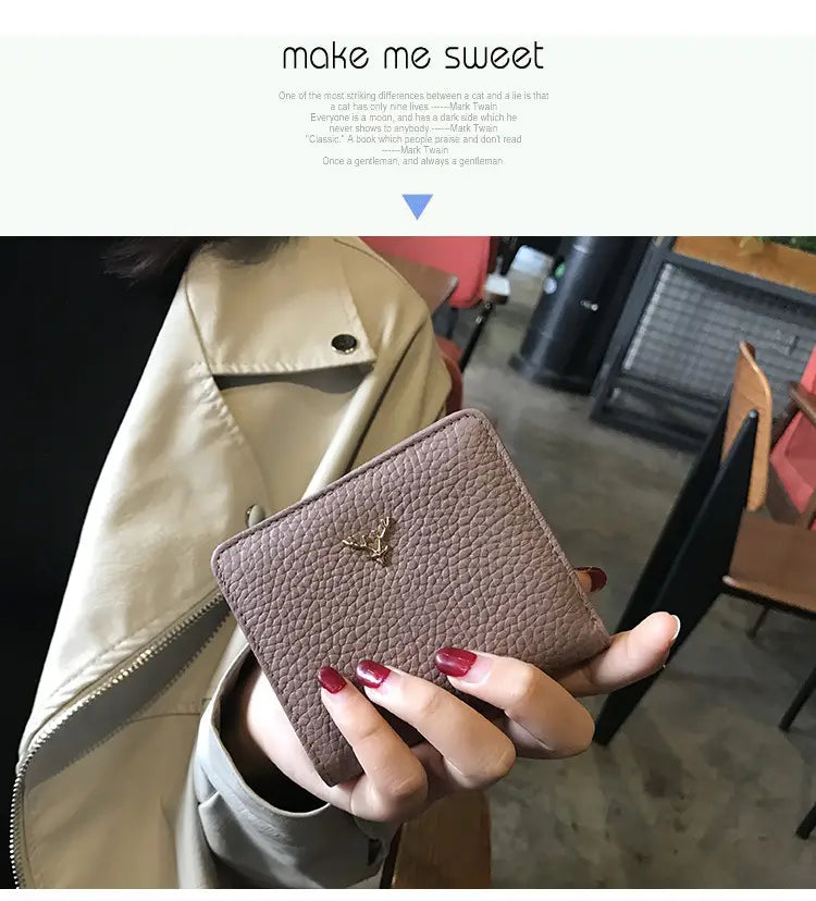 Leather Mini Coin Purse - Women’s Short Folding Wallet