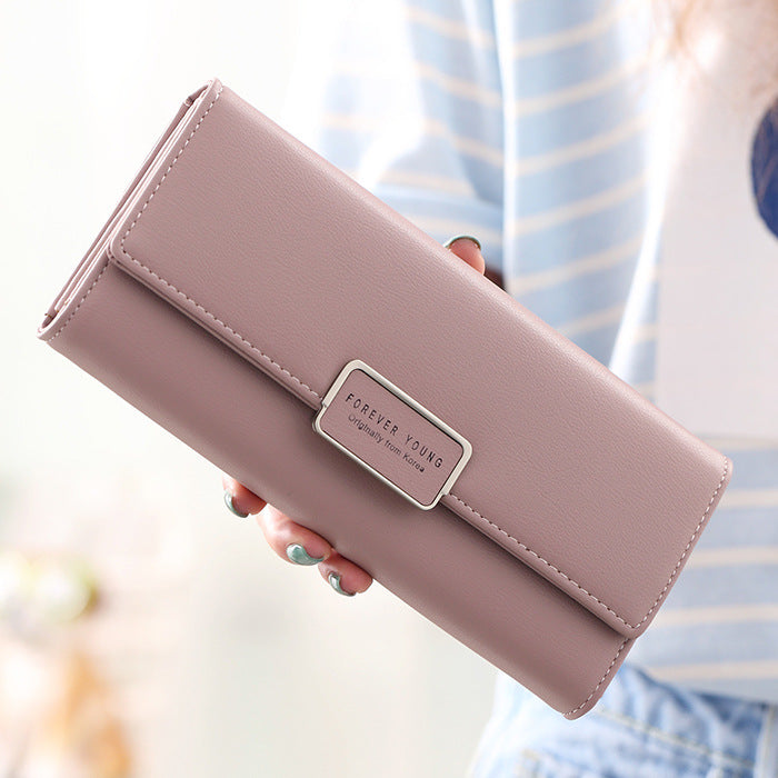 High Quality Solid Color Three Fold Women's Wallet