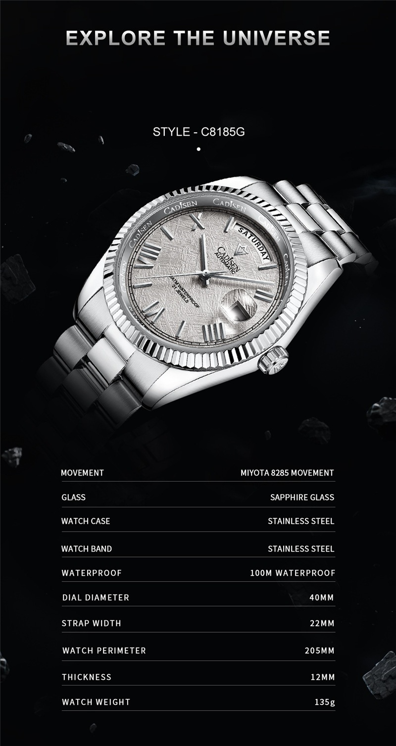 R&amp;Z Cadisen Automatic Men’s Luxury Watch – Silver