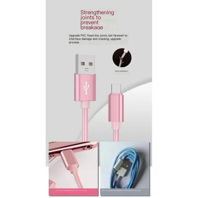 R&z - Type C  Nylon Braided Data Cable Charger For Huawei Samsung Android