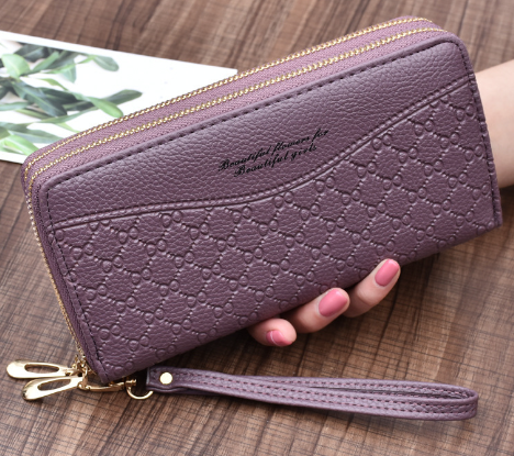 Large Double Zipper Clutch Wallet for Women