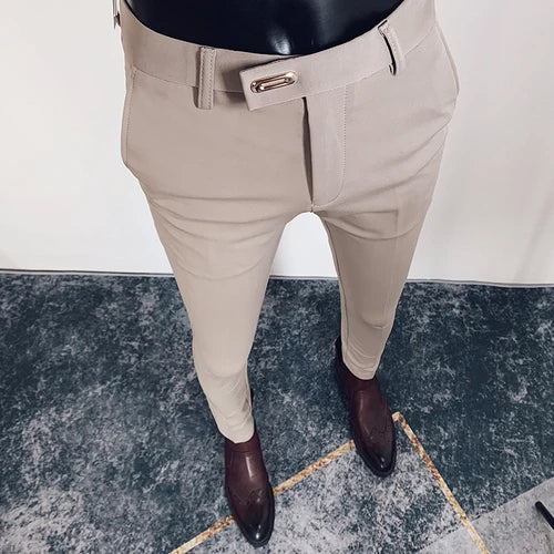 R&z - Casual Business Dress Pants Fashion Social Solid Wedding Party Suit Pants Slim Fit Suit Pants