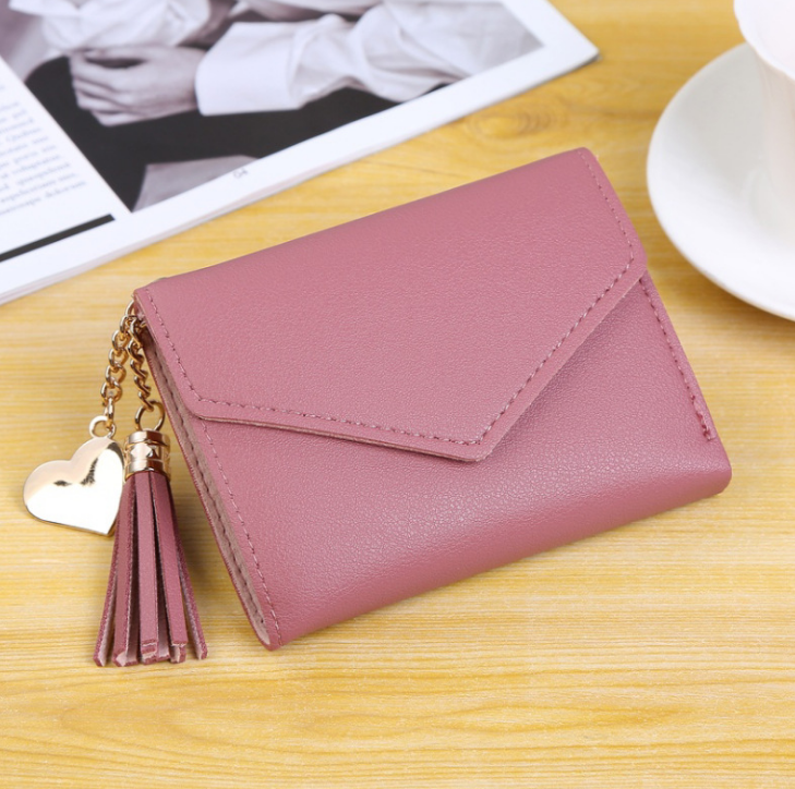 Tassel Wallet, Heart-shaped Purse, Pendant Clutch
