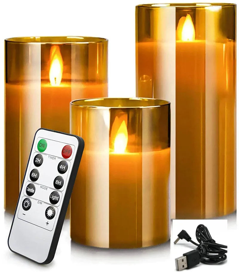 R&Z - golden UsB LED Pillar Candles