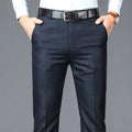R&z - Casual Suit Pants Men Solid High Waist Straight Office Formal Trousers Mens Classic