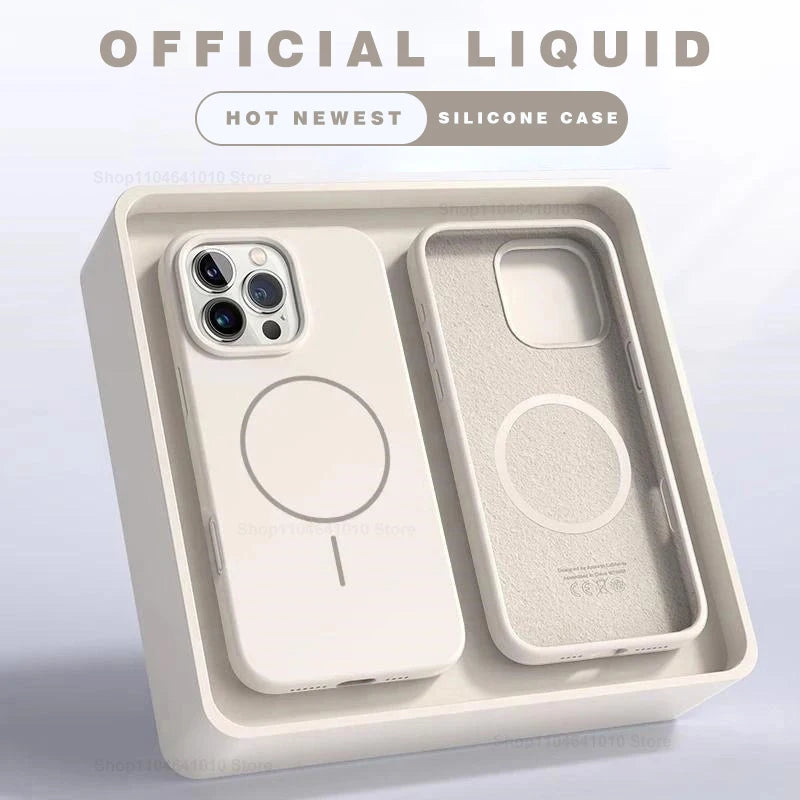 R&z - Case For iPhone 15 14 16 Plus 11 17 13 16 Pro Shockproof Silicone Cover Magsafe Wireless Charge Phone Accessories