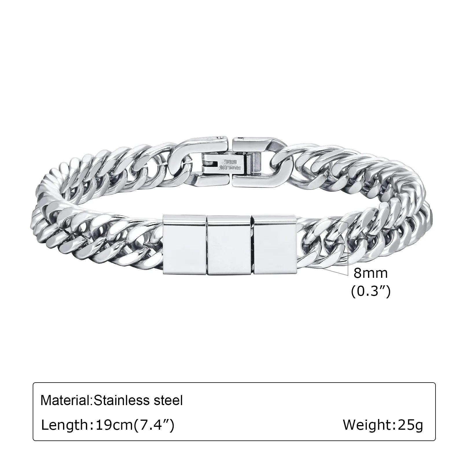 Trendy Punk Custom Name Engraved Text ID Bracelet for Men Cuban Link Chain Stainless Steel Jewelry Friendship Band