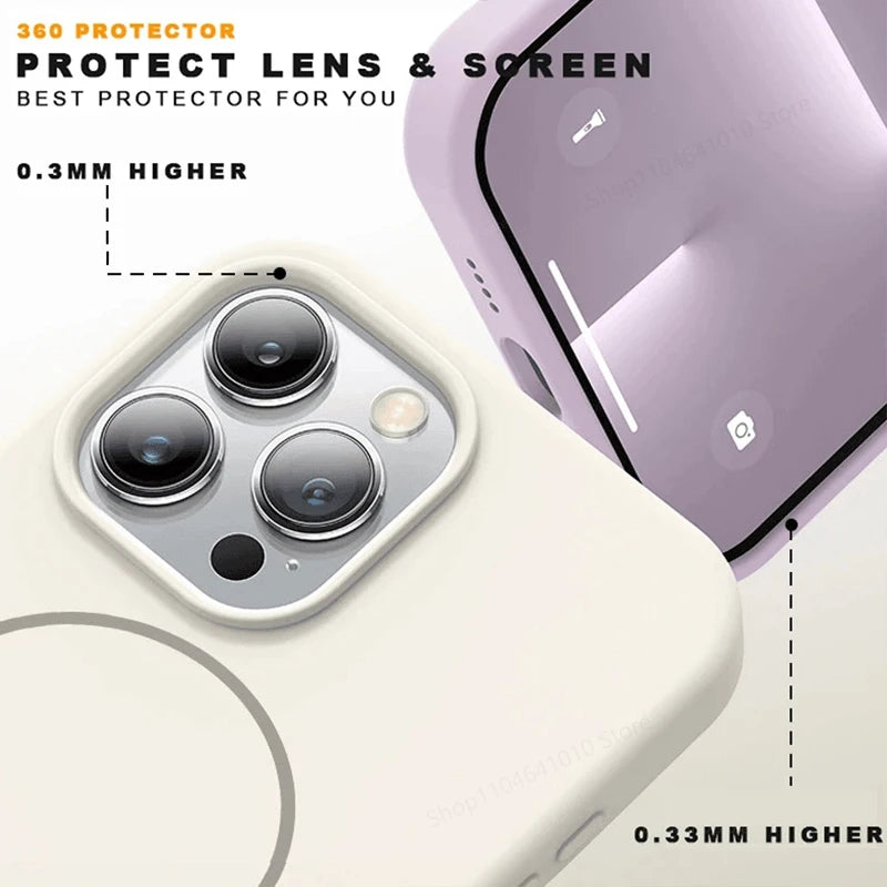 R&z - Case For iPhone 15 14 16 Plus 11 17 13 16 Pro Shockproof Silicone Cover Magsafe Wireless Charge Phone Accessories