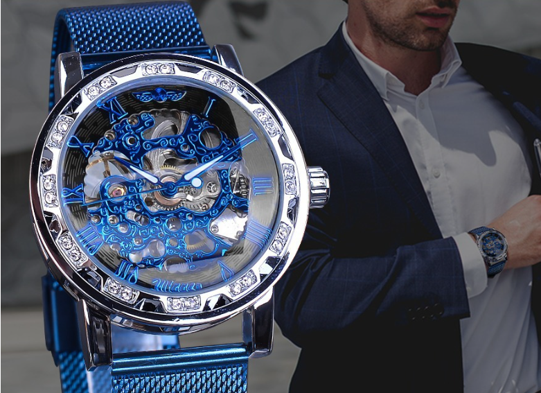 R&Z - Men's Semi-Automatic Diamond-Embedded Mechanical Watch