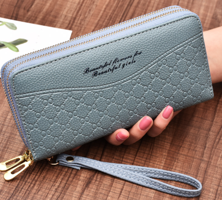 Large Double Zipper Clutch Wallet for Women