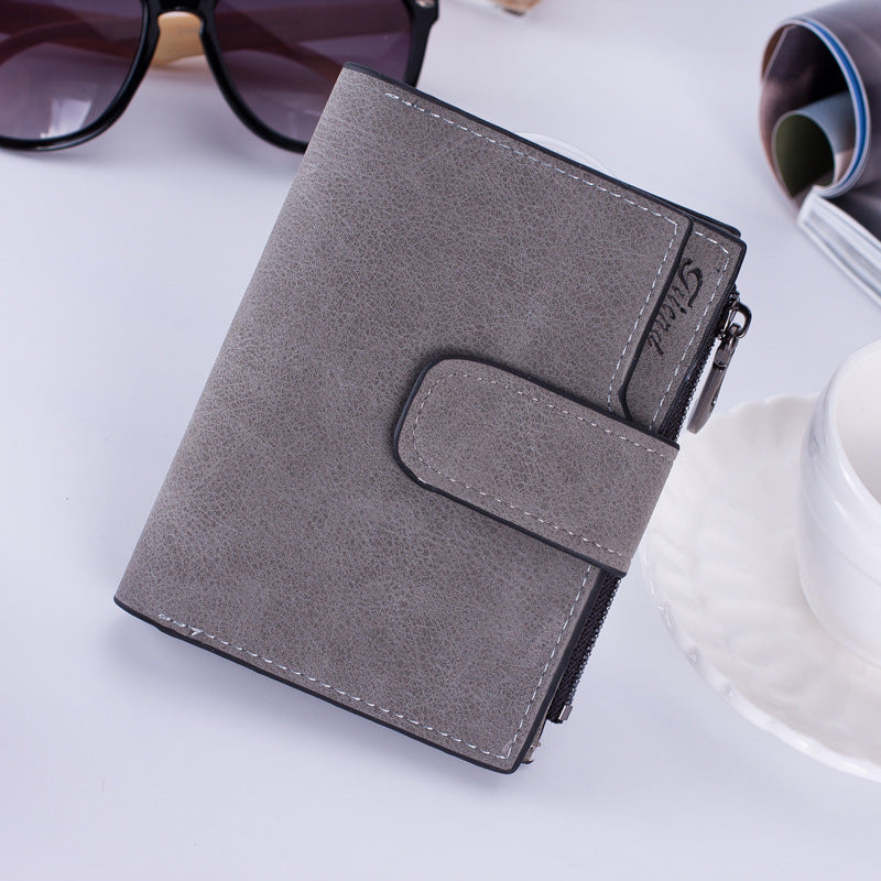 Korean Matte Leather Zipper Wallet and Coin Purse