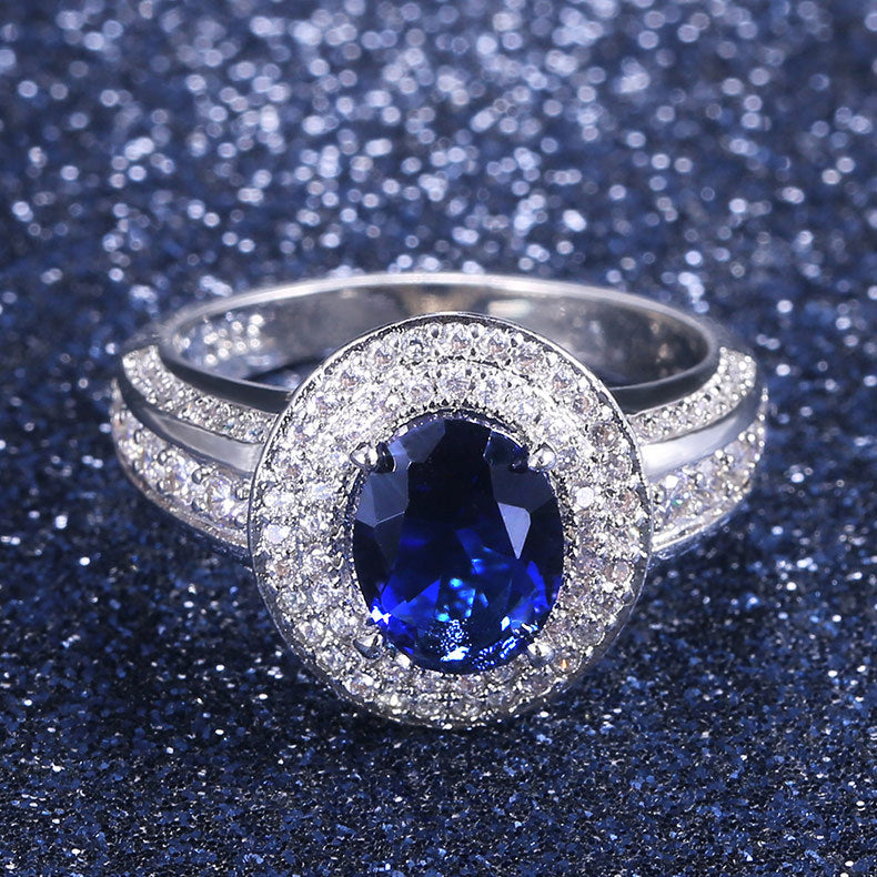 R&z - Classic Inlaid Four-Claw Sapphire Ring