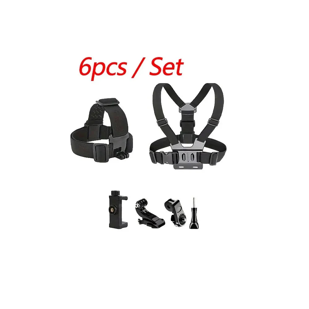 R&z - Kit Head Strap Chest Strap Mount Adjustable Holder for GoPro Phone DJI Osmo SJCAM AKASO insta360