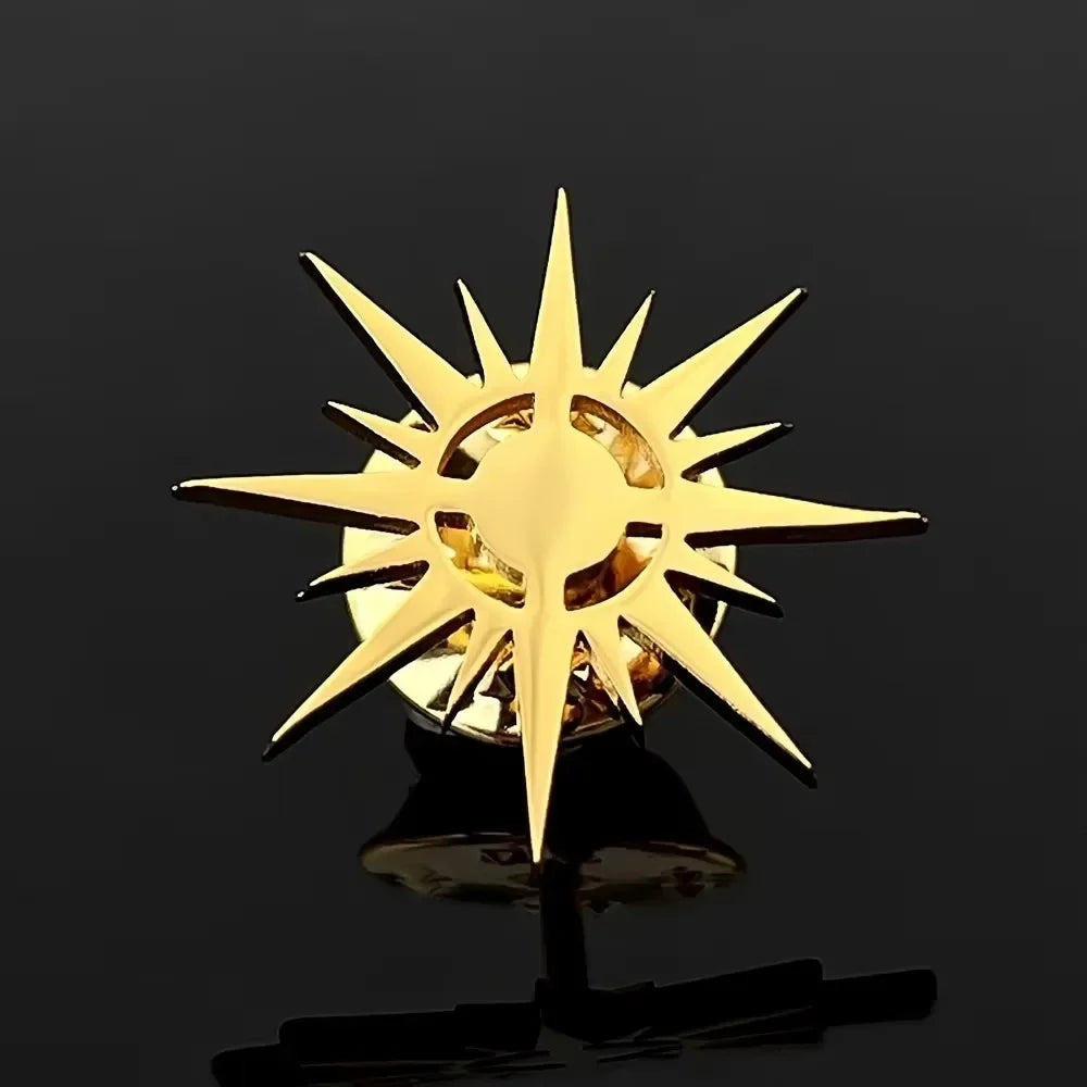 R&z -  Stainless Steel Brooch Pin Classics Sun Shape Business Brooches Suit Coat