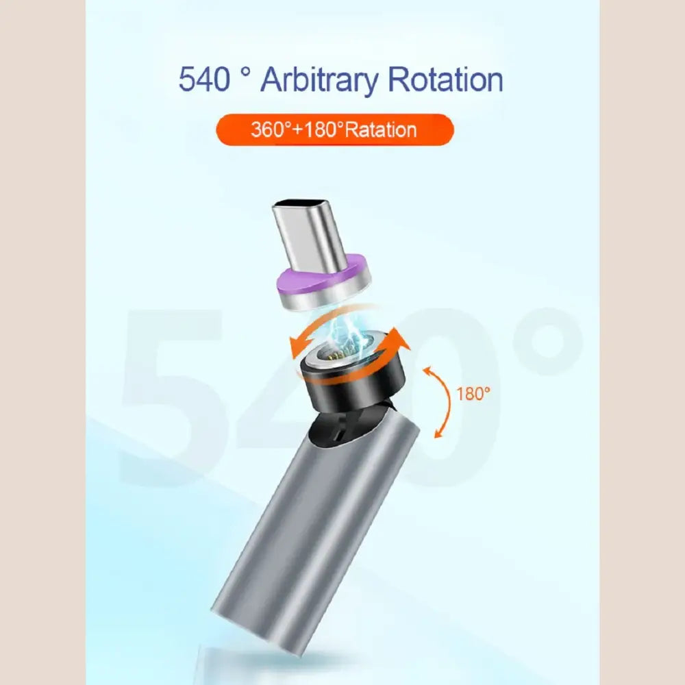 R&z - 540° Degree Rotating Magnetic Wire Fast Charging PD 5A Adapter For Mobile Phone Accessories Type-C Data Transfer