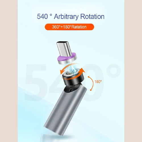 R&z - 540° Degree Rotating Magnetic Wire Fast Charging PD 5A Adapter For Mobile Phone Accessories Type-C Data Transfer