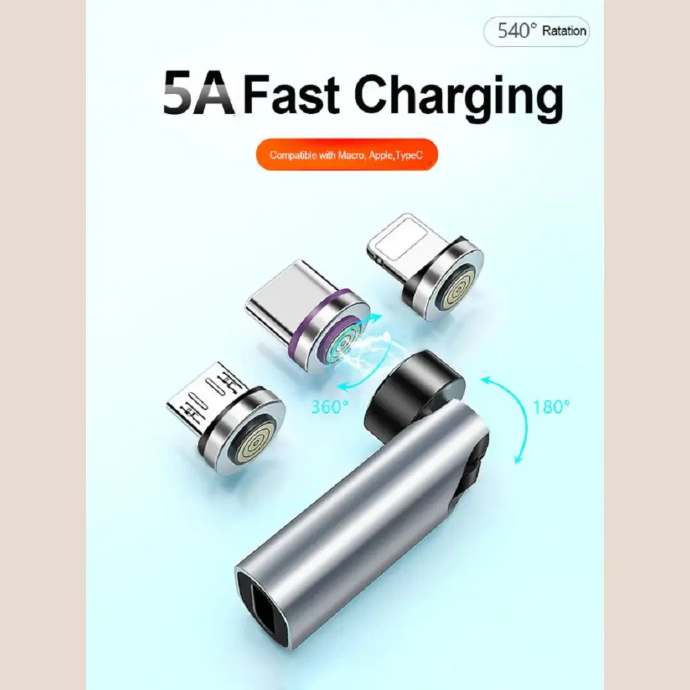 R&z - 540° Degree Rotating Magnetic Wire Fast Charging PD 5A Adapter For Mobile Phone Accessories Type-C Data Transfer