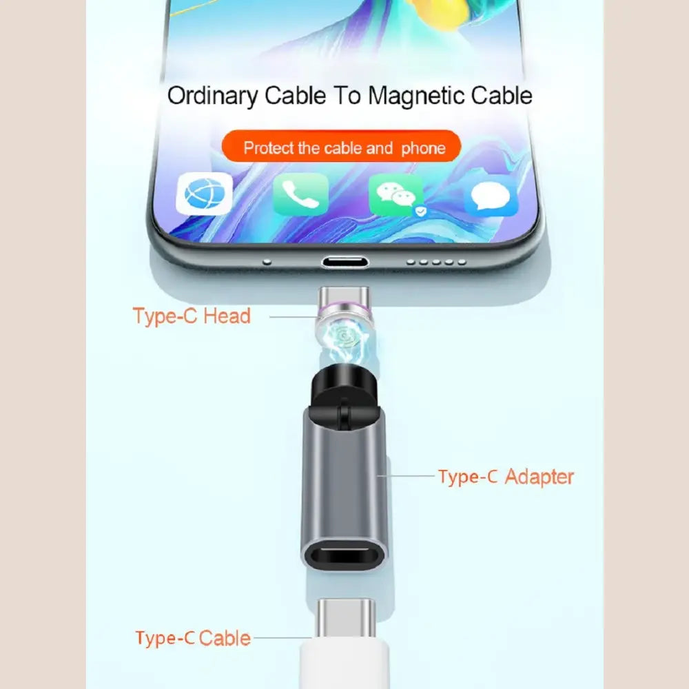 R&z - 540° Degree Rotating Magnetic Wire Fast Charging PD 5A Adapter For Mobile Phone Accessories Type-C Data Transfer