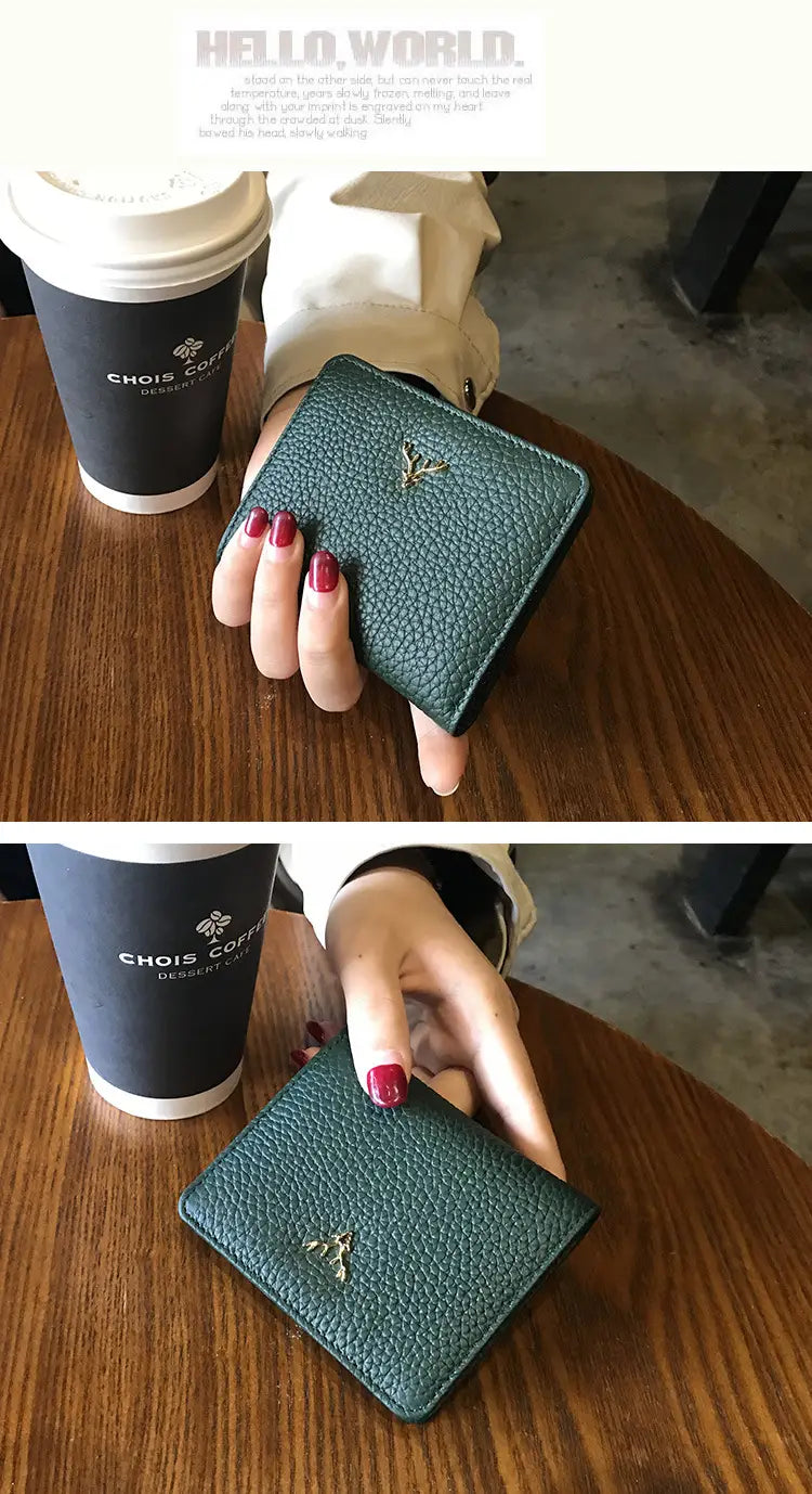 Leather Mini Coin Purse - Women’s Short Folding Wallet